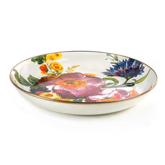 MacKenzie-Childs Flower Market White Enamel Abundant Bowl