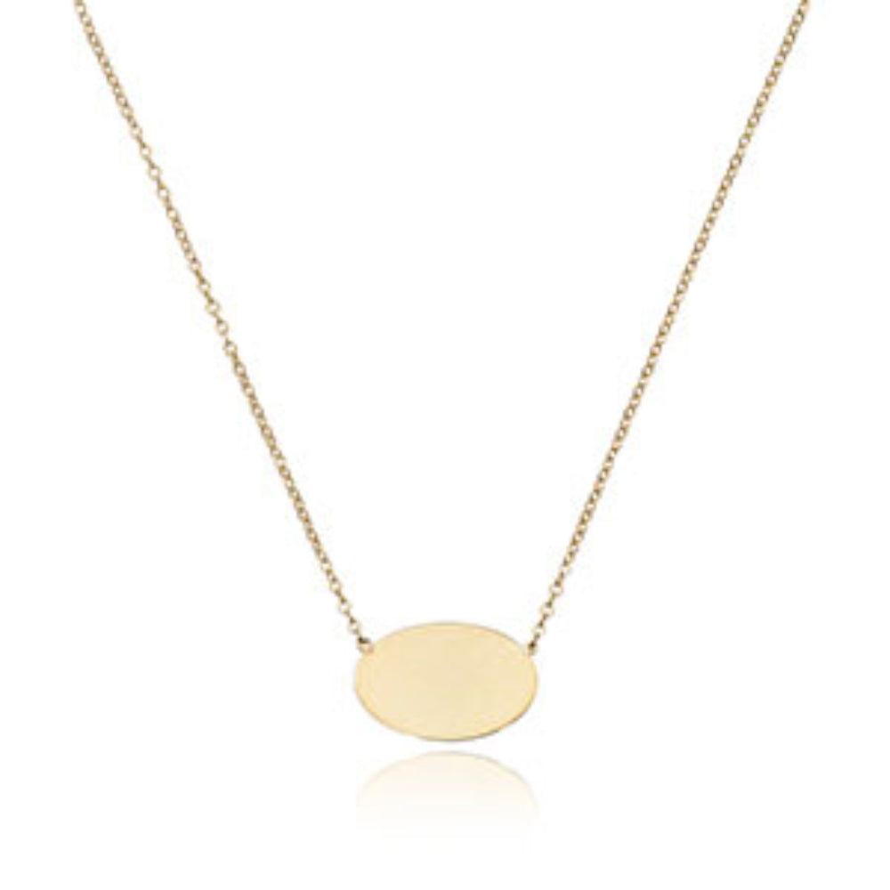 14k Engravable Oval Disc Pendant
