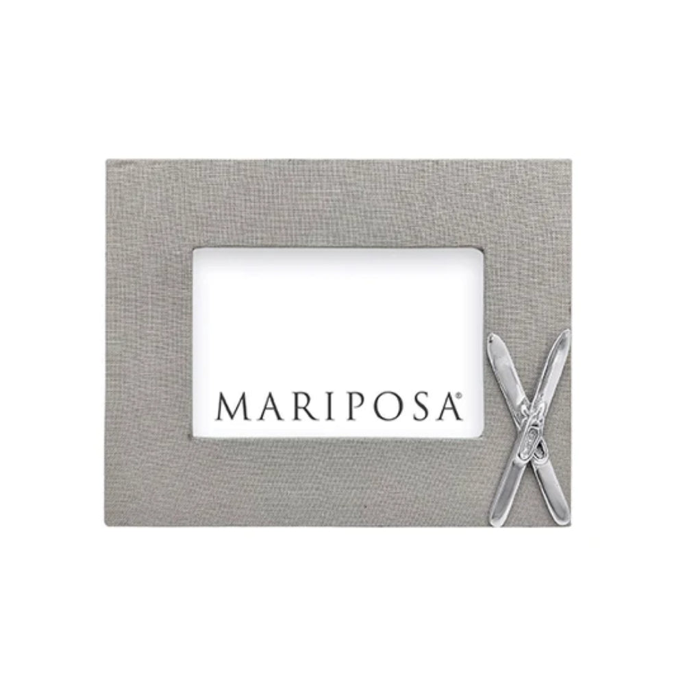 Mariposa Gray Linen with Crossed Skis Frame