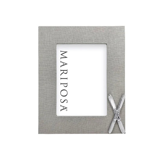 Mariposa Gray Linen with Crossed Skis Frame