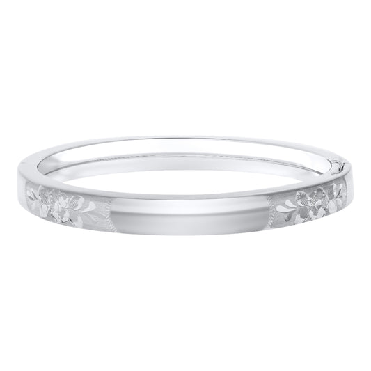 Sterling Silver Baby Bangle with Floral Design