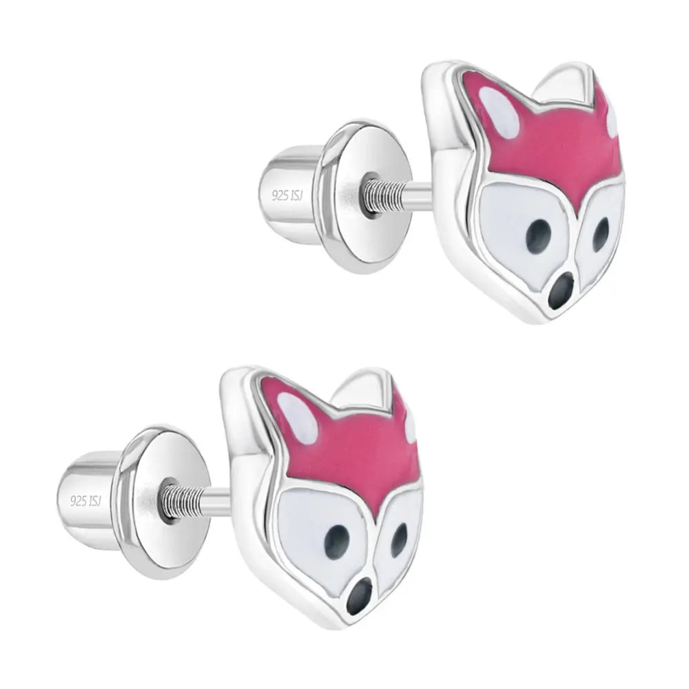 Children's Sterling Silver Fox Stud Earrings