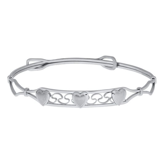 Sterling Silver Adjustable Children's Bangle with Hearts