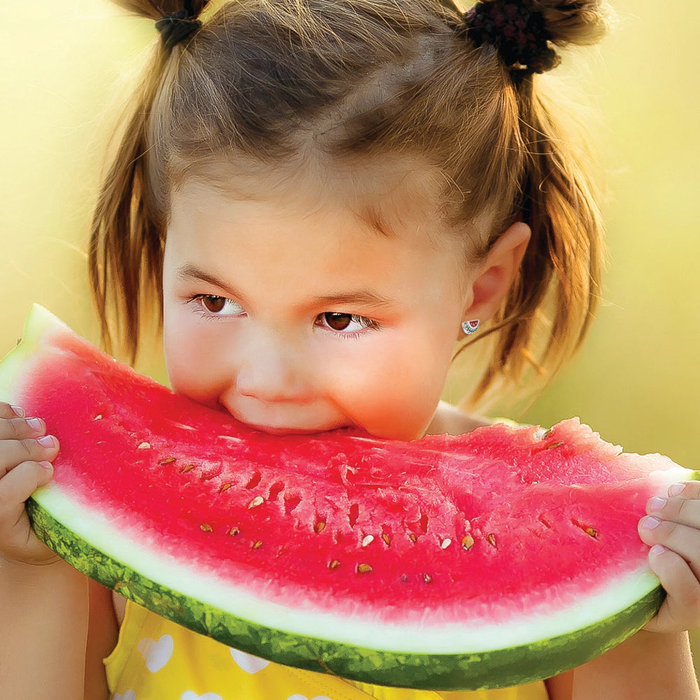 Children's Sterling Silver CZ & Enamel Watermelon Stud Earrings