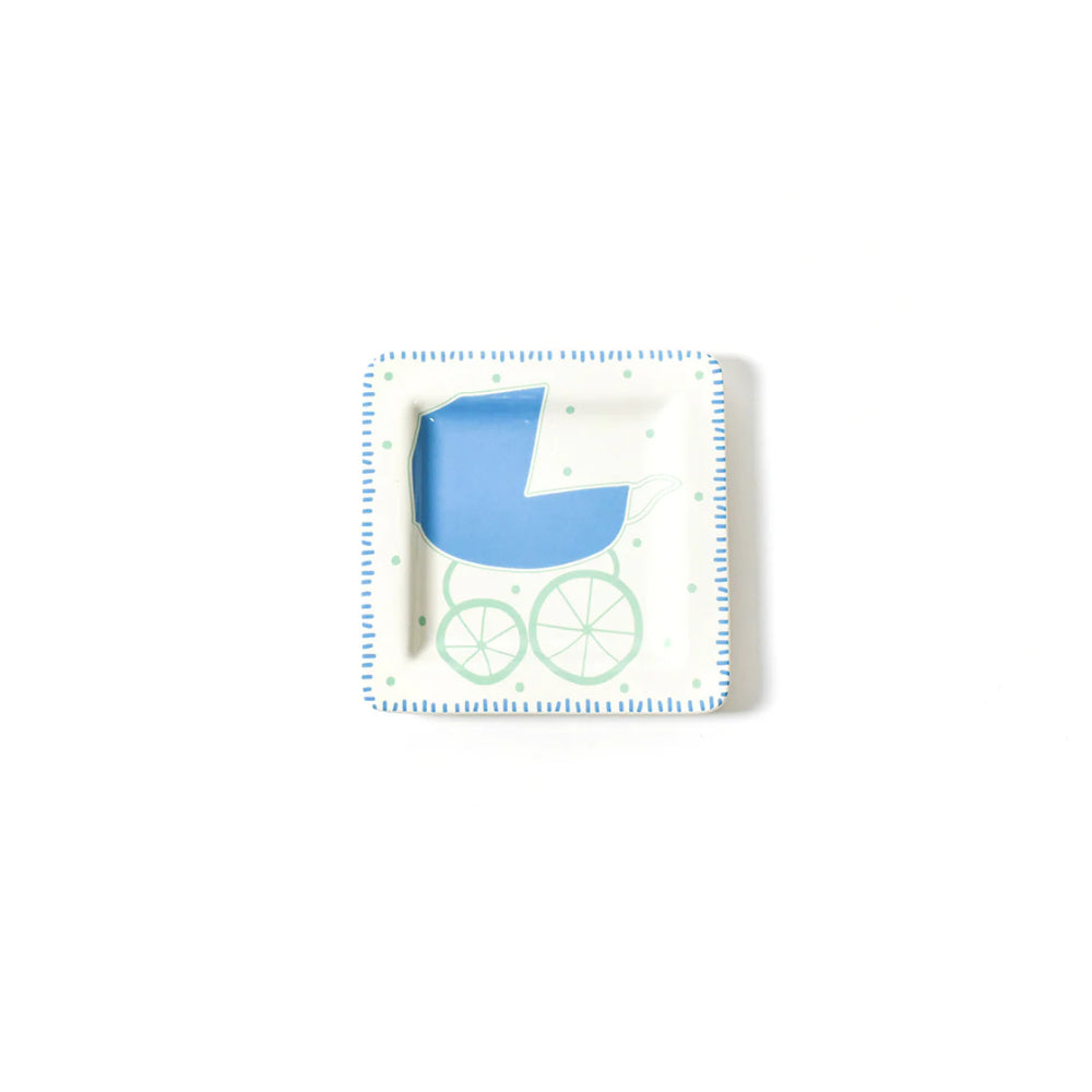 Coton Colors Baby Carriage Square Plate- Boy