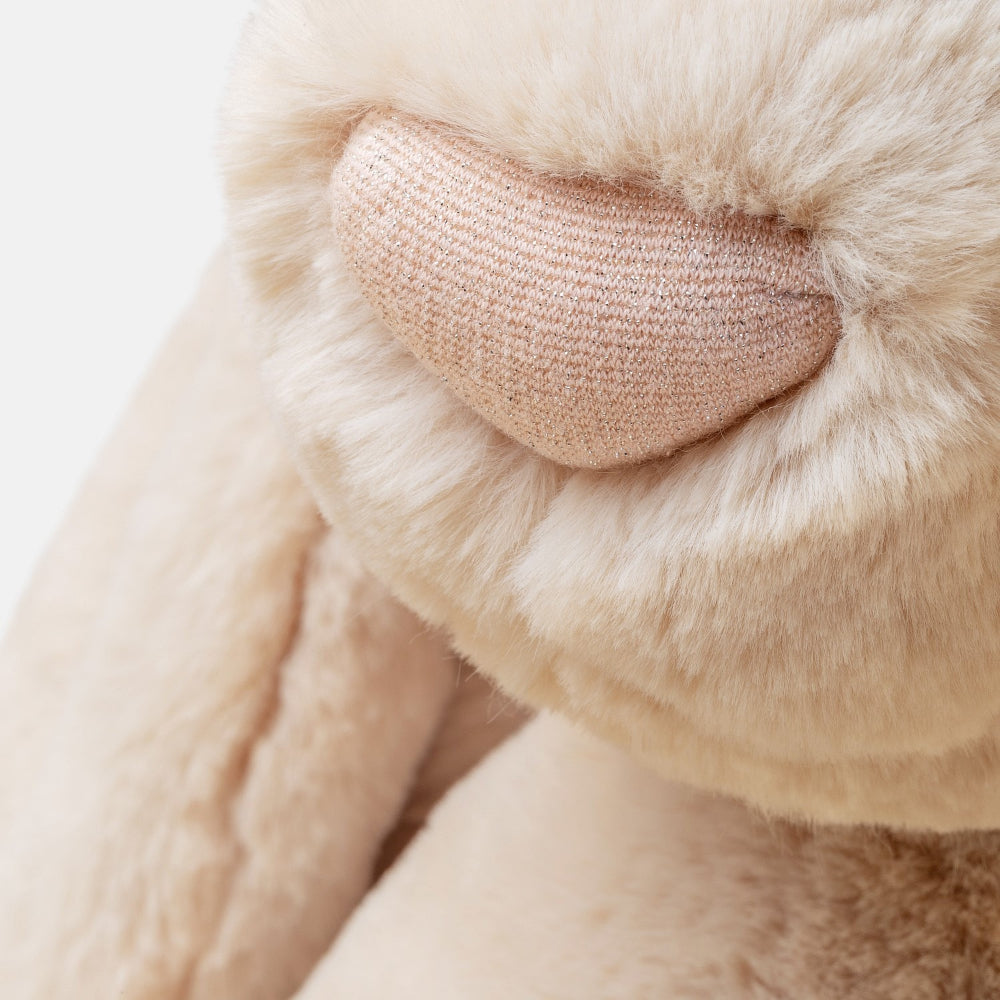 A close up of a luxe bunny's nose from Jellycat.