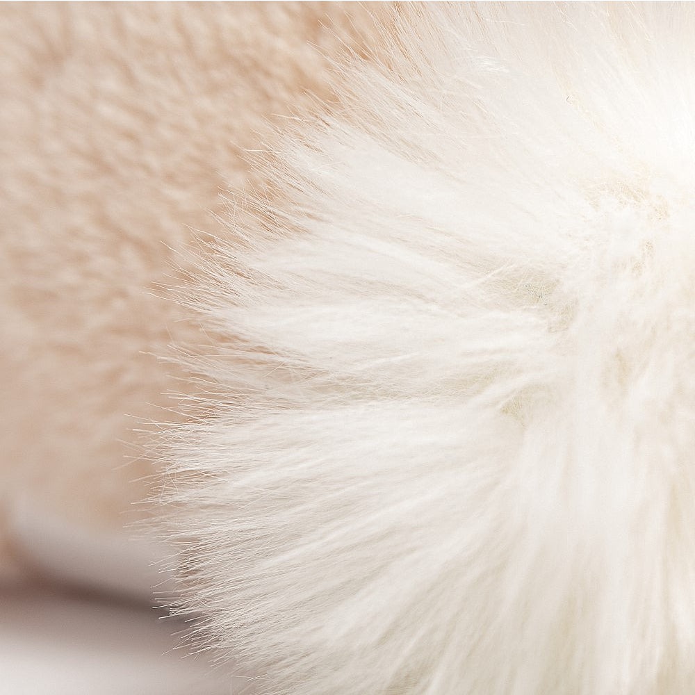 A closeup of a stuffed bunny's fur from Jellycat. 