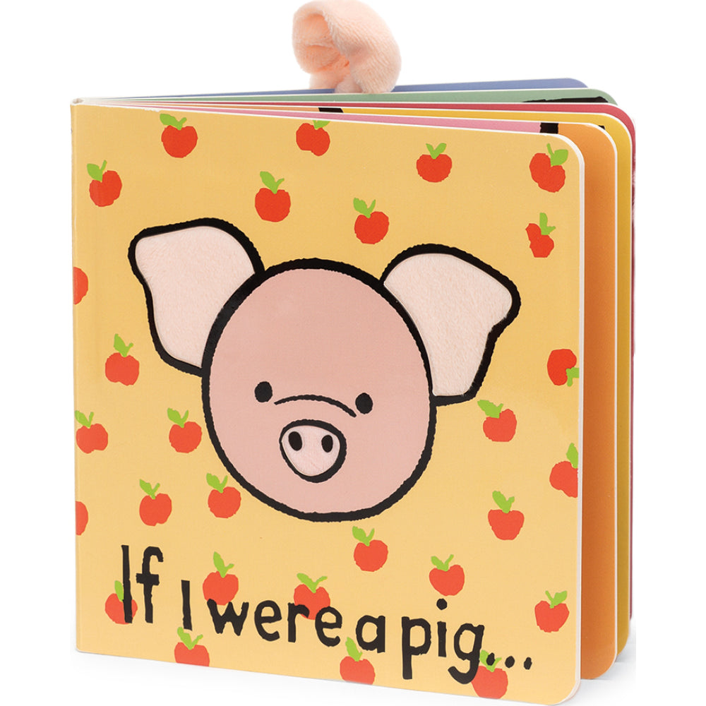 Children's book titled 'If I were a pig' with a cartoon pig face and apple pattern on the cover.