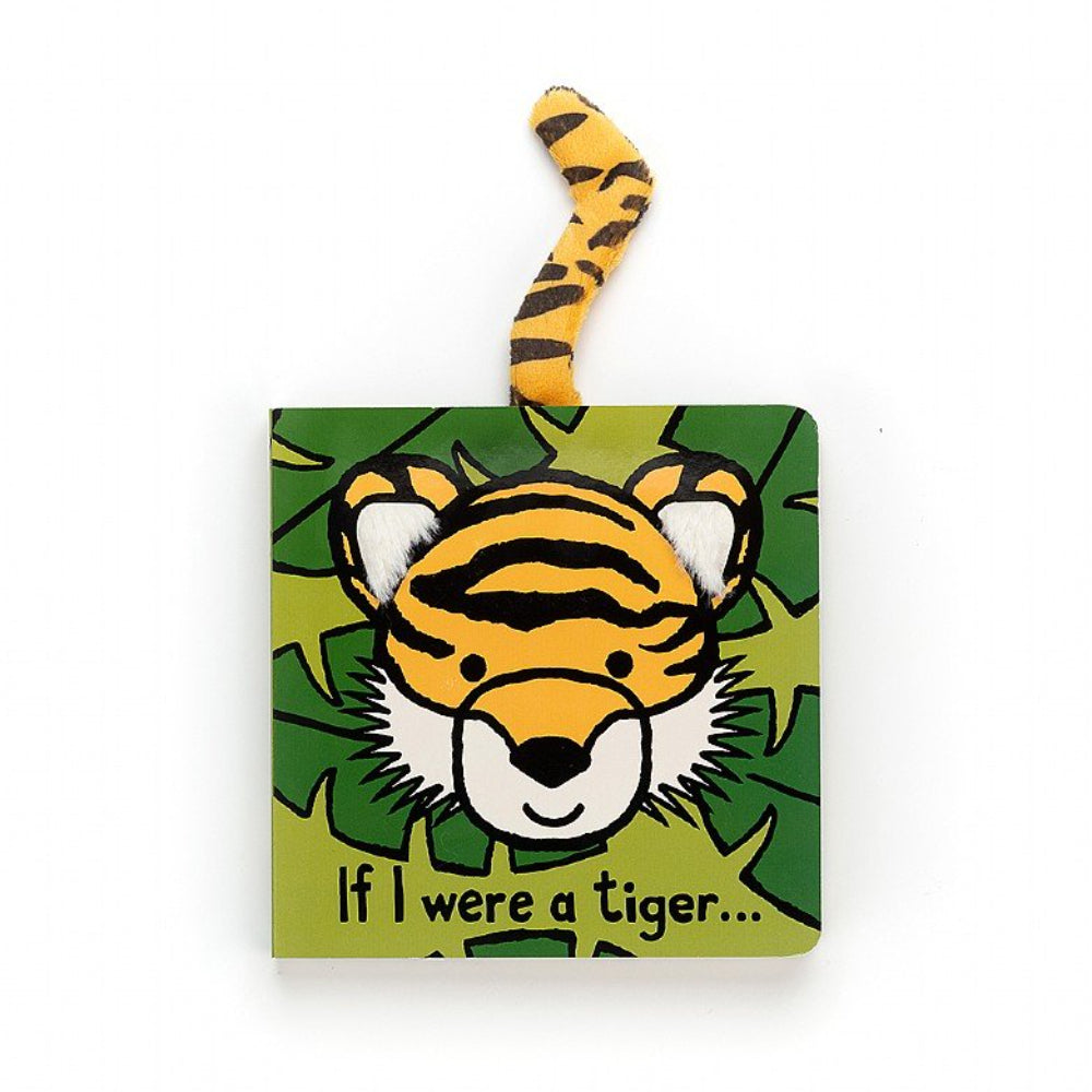 Children's book with a tiger illustration and "If I were a Tiger" on a green background.