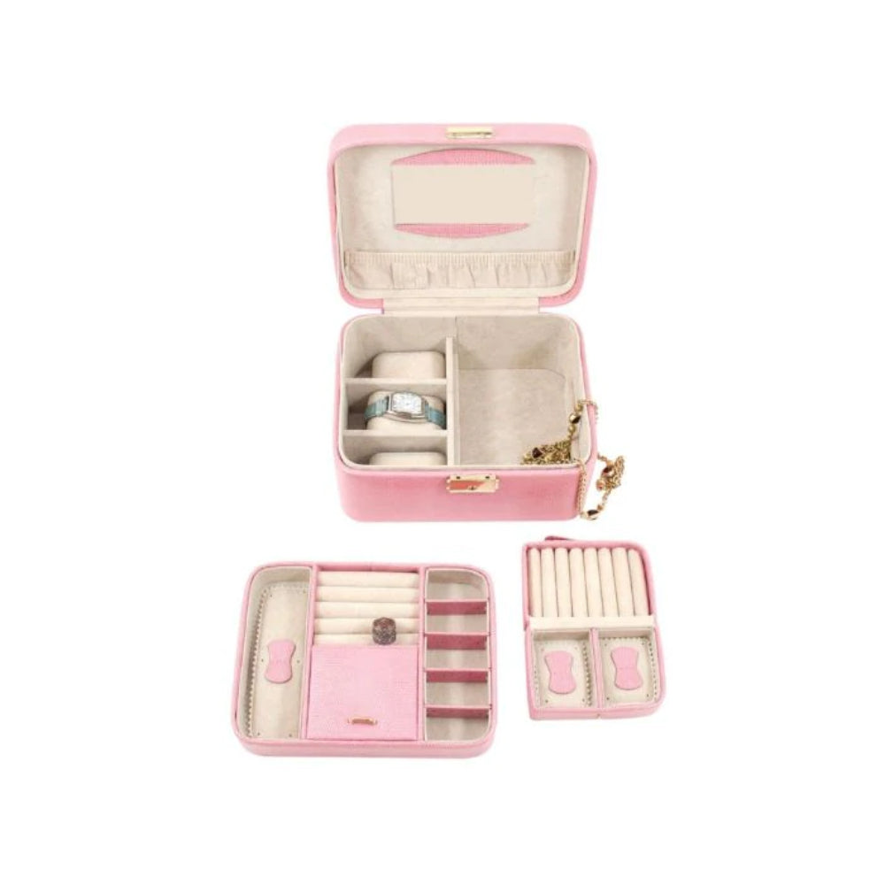 BEY/BERK Pink Debossed Leather Jewelry Box