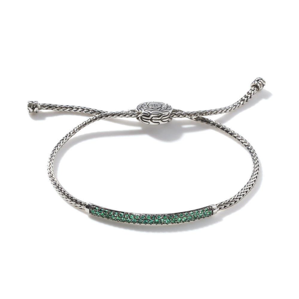 John Hardy Classic Chain Emerald Pull Through Bracelet
