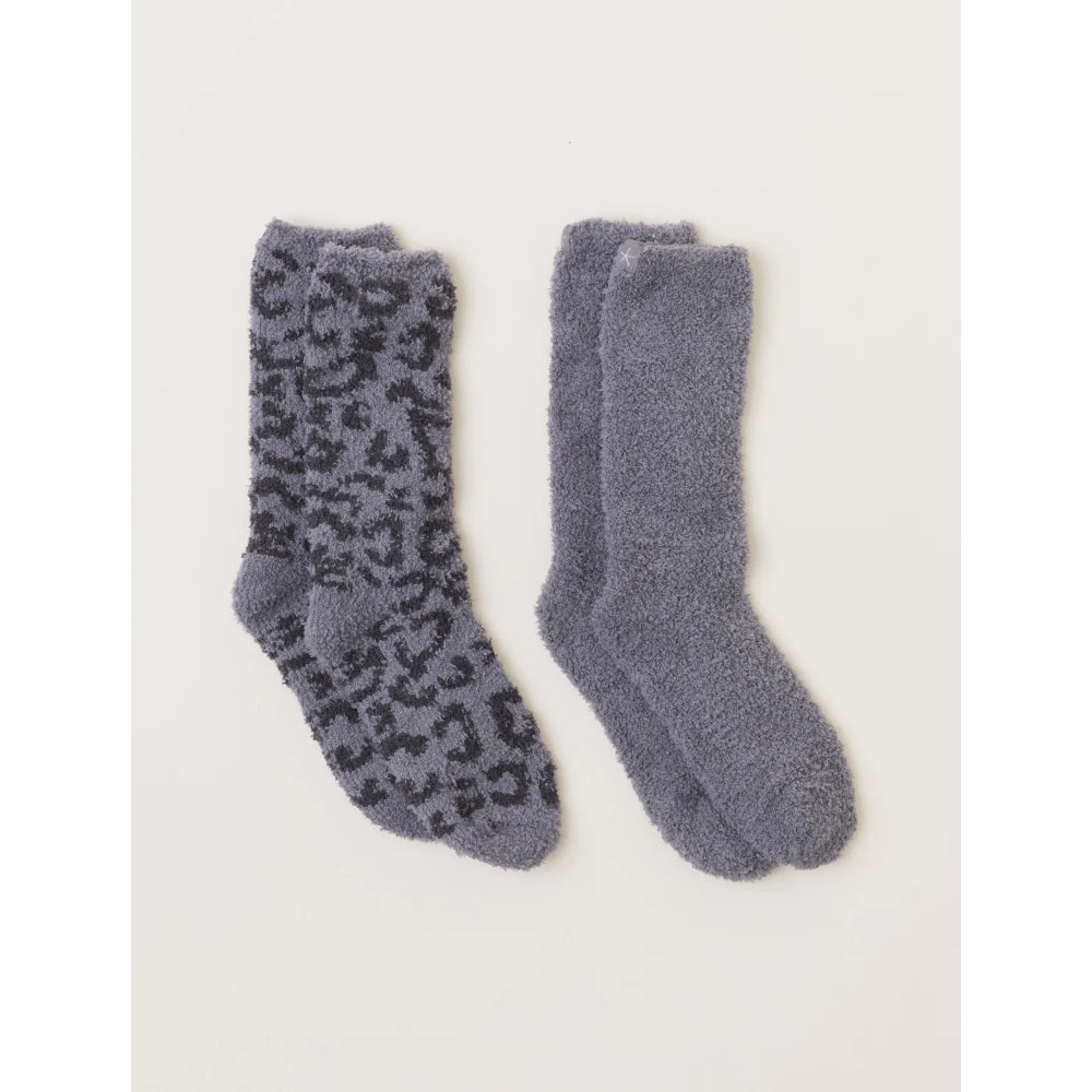 Barefoot Dreams CozyChic® Women's Barefoot in the Wild™ 2 Pair Sock Set- Graphite/Carbon Multi
