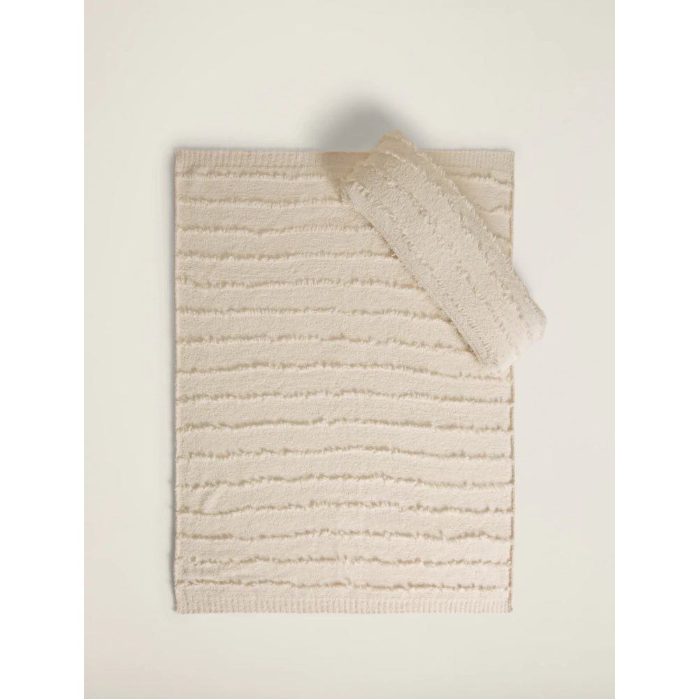 Barefoot Dreams CozyChic® Placed Fringe Blanket in Cream