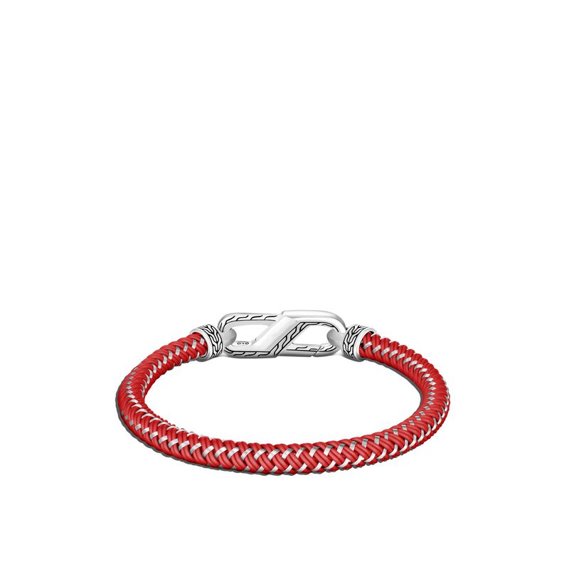 John Hardy Gents Classic Chain 6MM Bracelet With Red Steel Cord