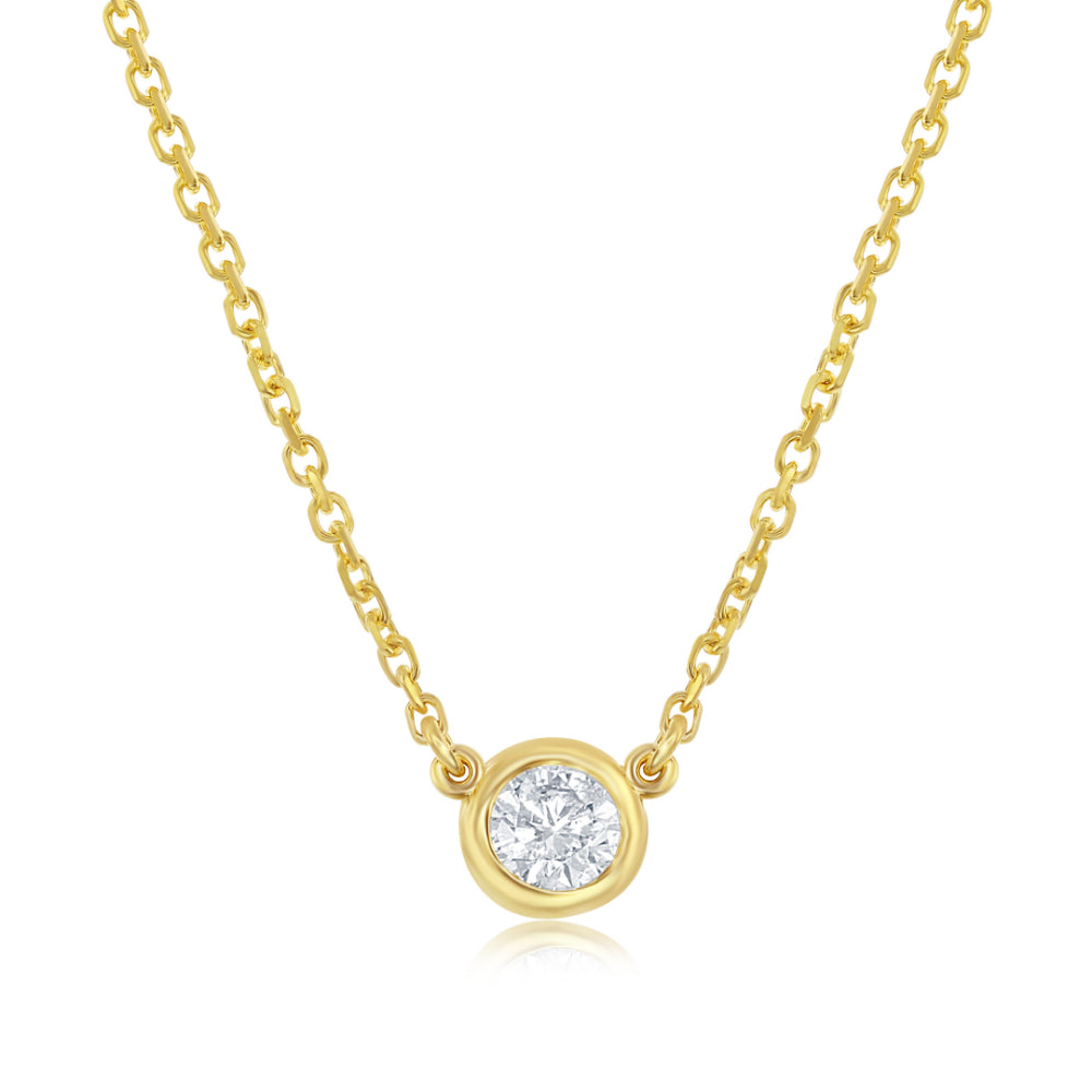 Yellow Gold Bezel Set Diamond Necklace- .15ct