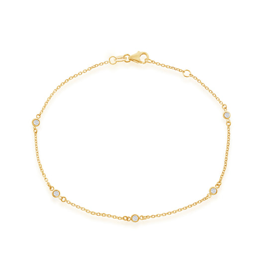 14k Gold Diamond Station Bracelet, 7.5"