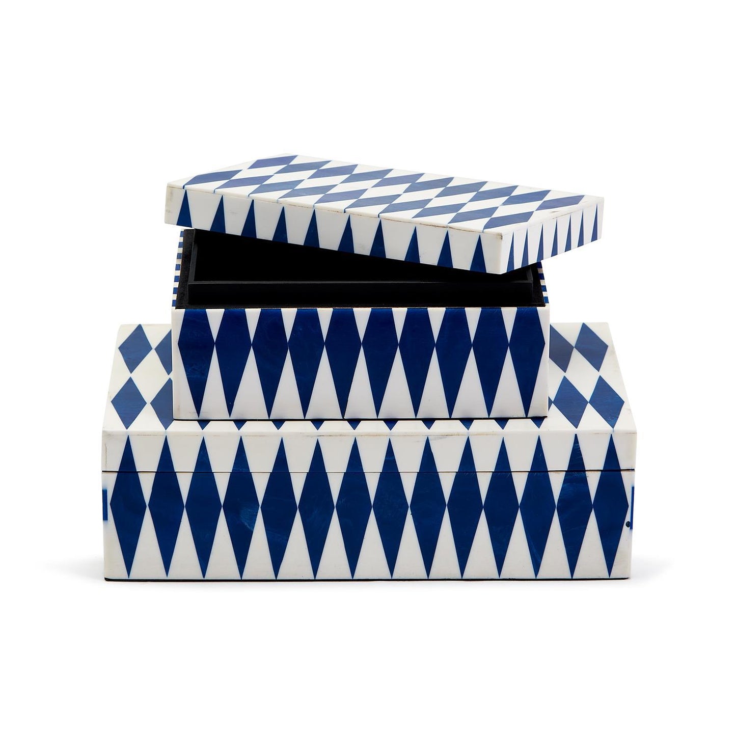TWO'S COMPANY BLUE AND WHITE COVERED BOX