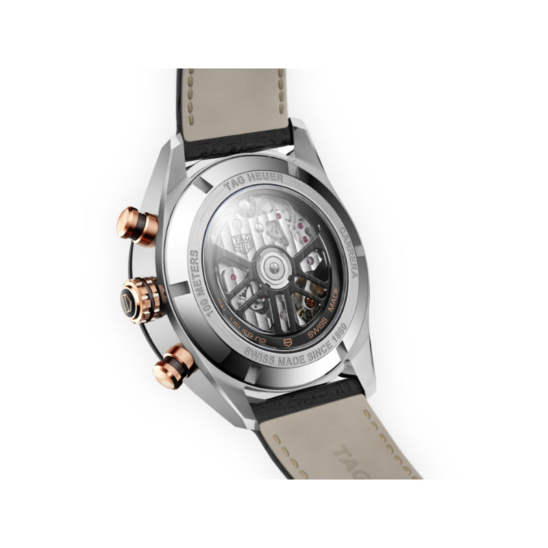 Tag Heuer Carrera 44mm Calibre HEUER02 Automatic Chronograph - Black/18k Rose Gold