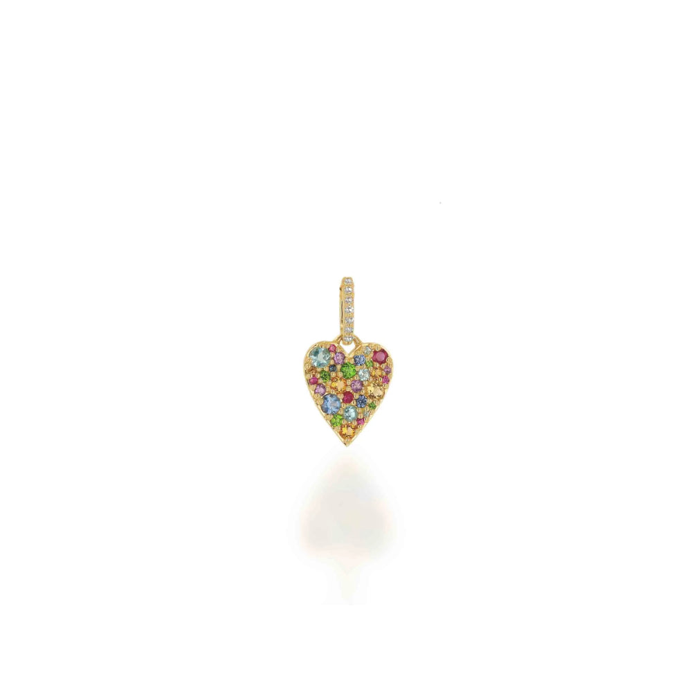 Rachel Reid 14k Gold Multi Gemstone Heart Charm