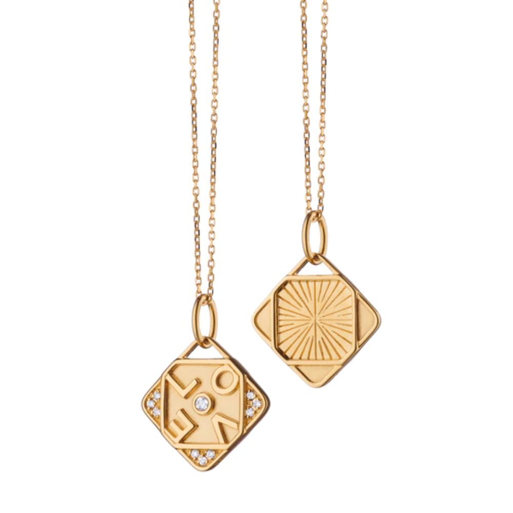 Monica Rich Kosann 18K Gold Mini "Love" Charm Necklace