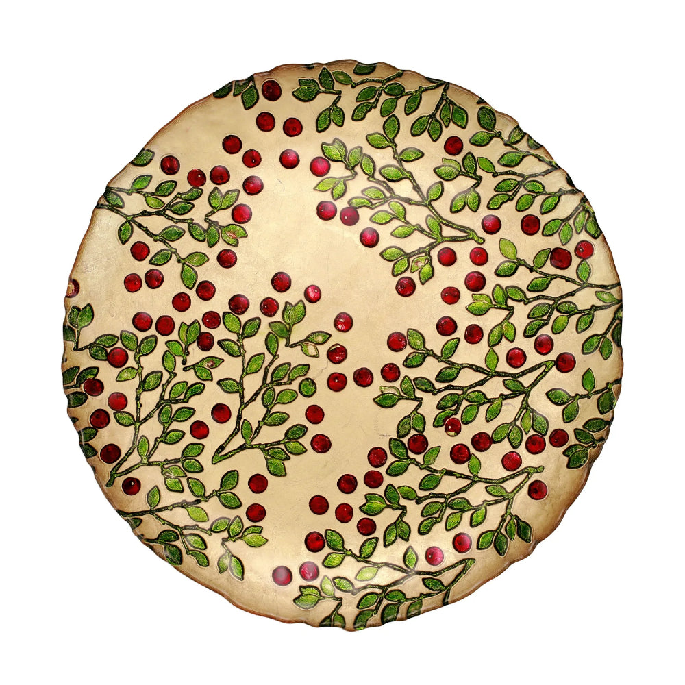Vietri Cranberry Glass Round Platter