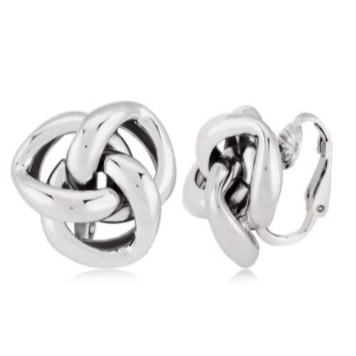 NON-PIERCED Sterling Silver Love Knot Earrings