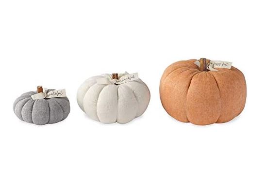 Mud Pie Small Grey Cotton Pumpkin