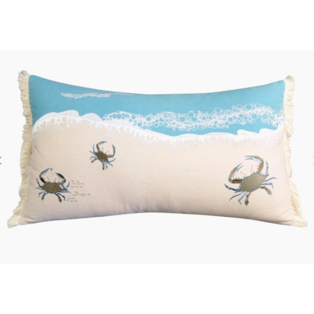 Crab with Waves Pillow - Indoor Cotton