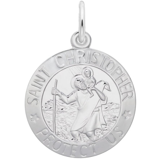 Sterling Silver St.Christopher Disc Charm