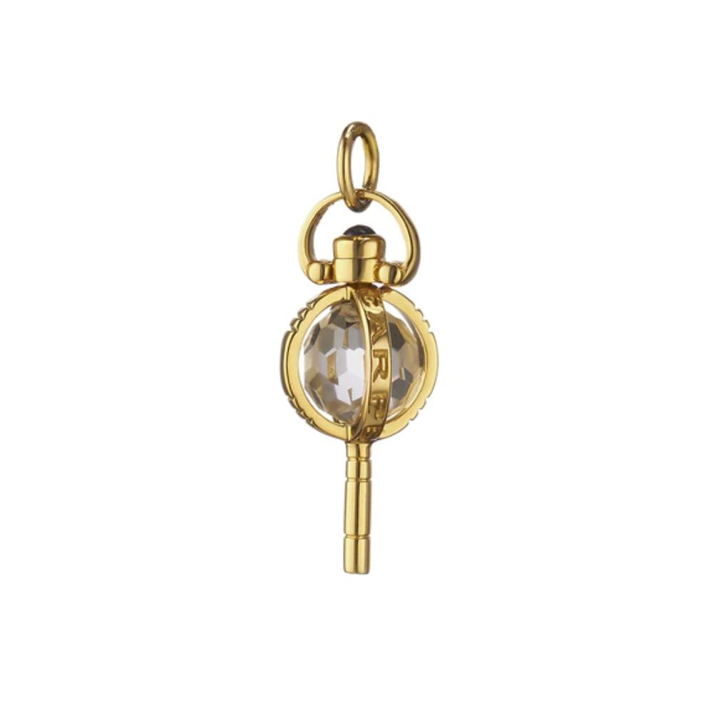 Monica Rich Kosann 18K Yellow Gold Miniature Carpe Diem Pocketwatch Key Charm
