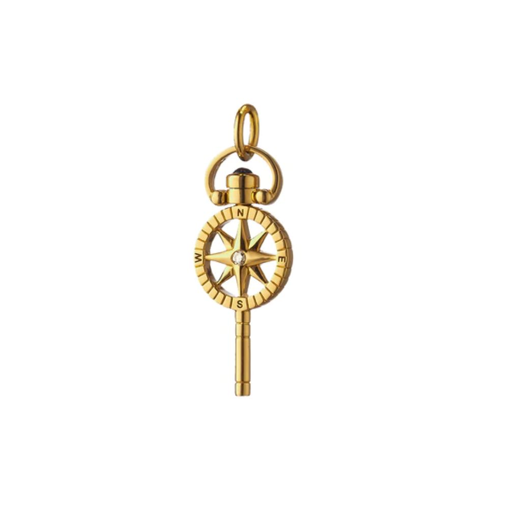 Monica Rich Kosann 18K Yellow Gold Miniature Compass Pocketwatch Key Charm