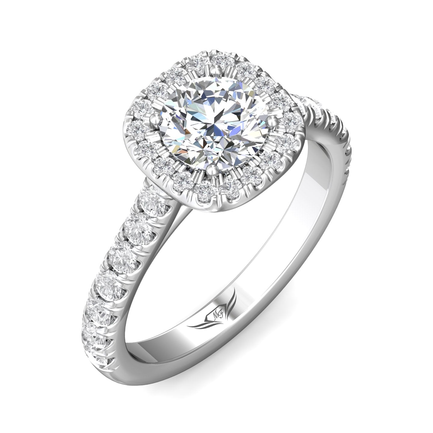 Martin Flyer FlyerFit Cushion Halo Micropave Engagement Ring