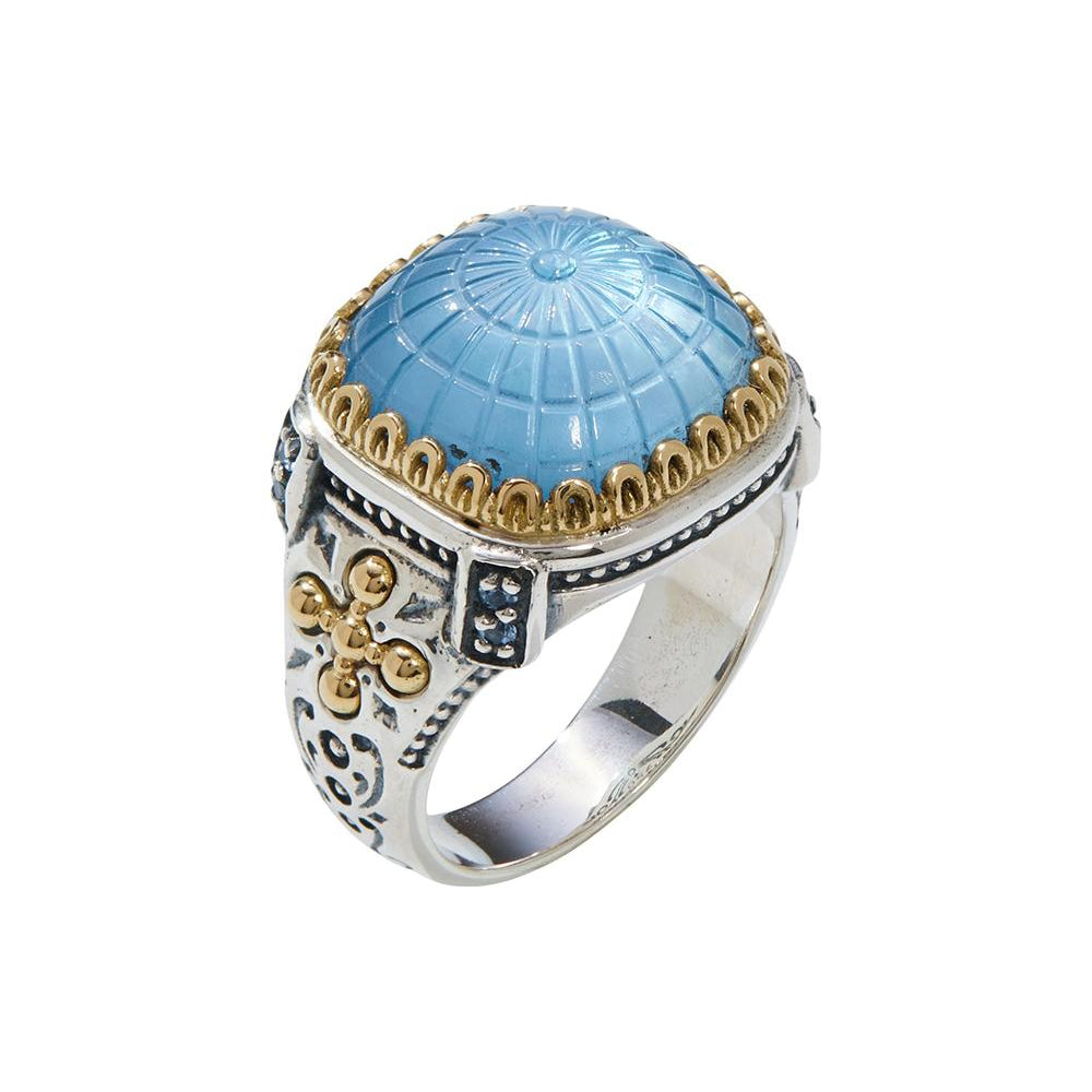 Konstantino Dome Blue Spinel & Mother of Pearl Ring