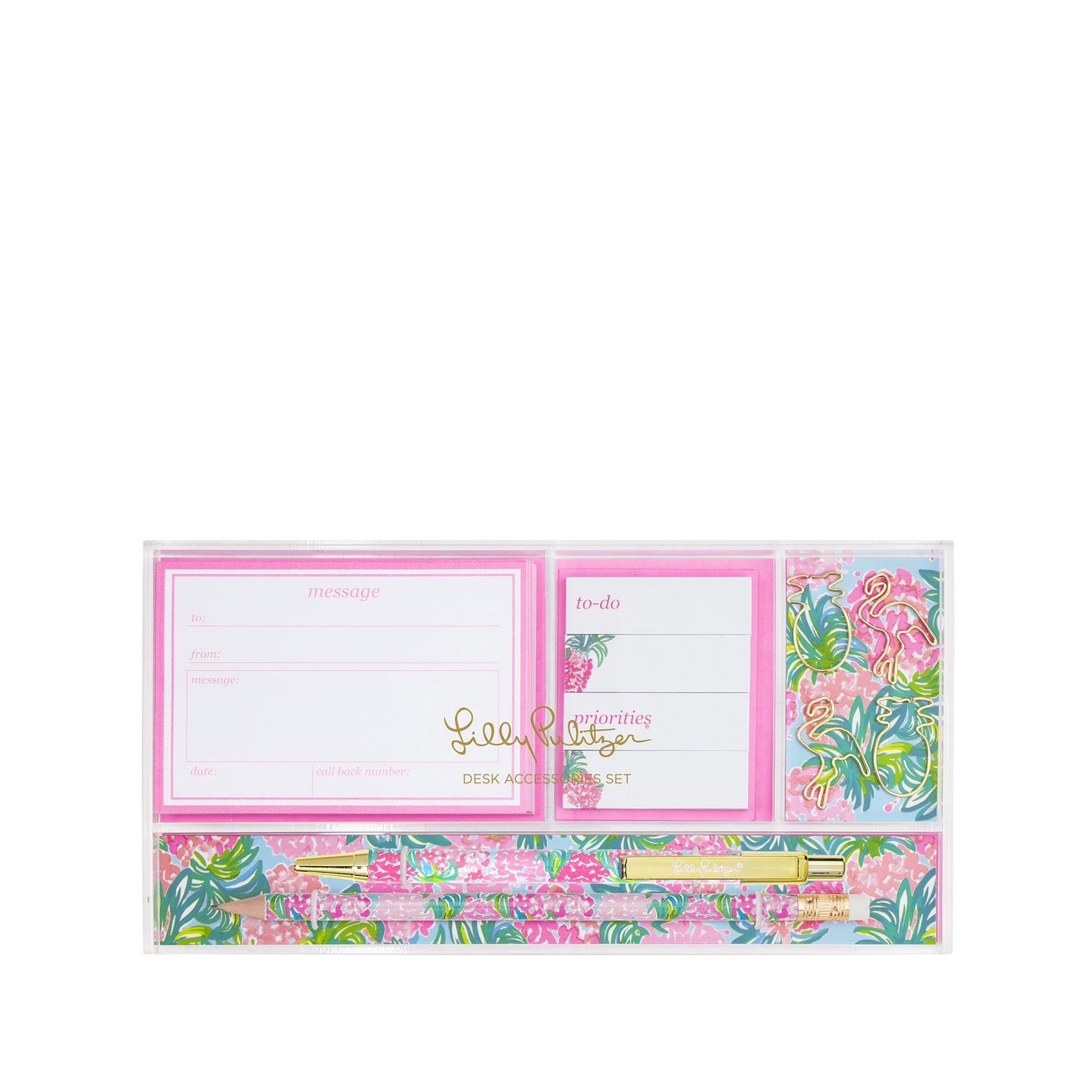 Lilly Pulitzer Desk Accessories Set, Pineapple Shake