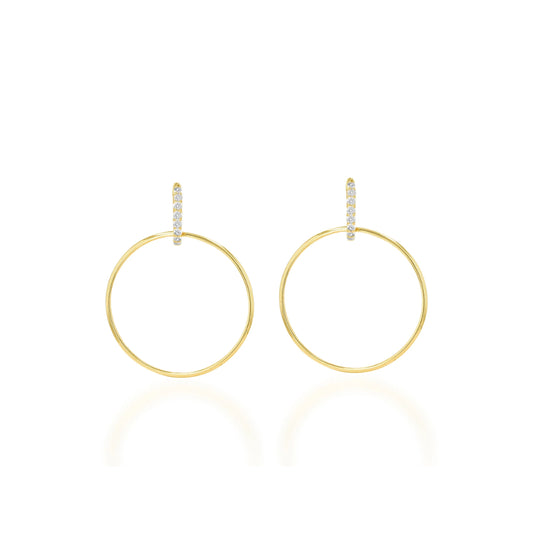 Rachel Reid Gold and Diamond Frontal Hoop Earrings