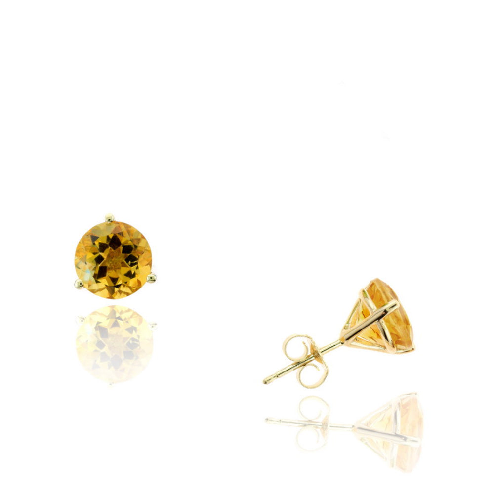 14k Yellow Gold 8mm Gemstone Stud Earrings