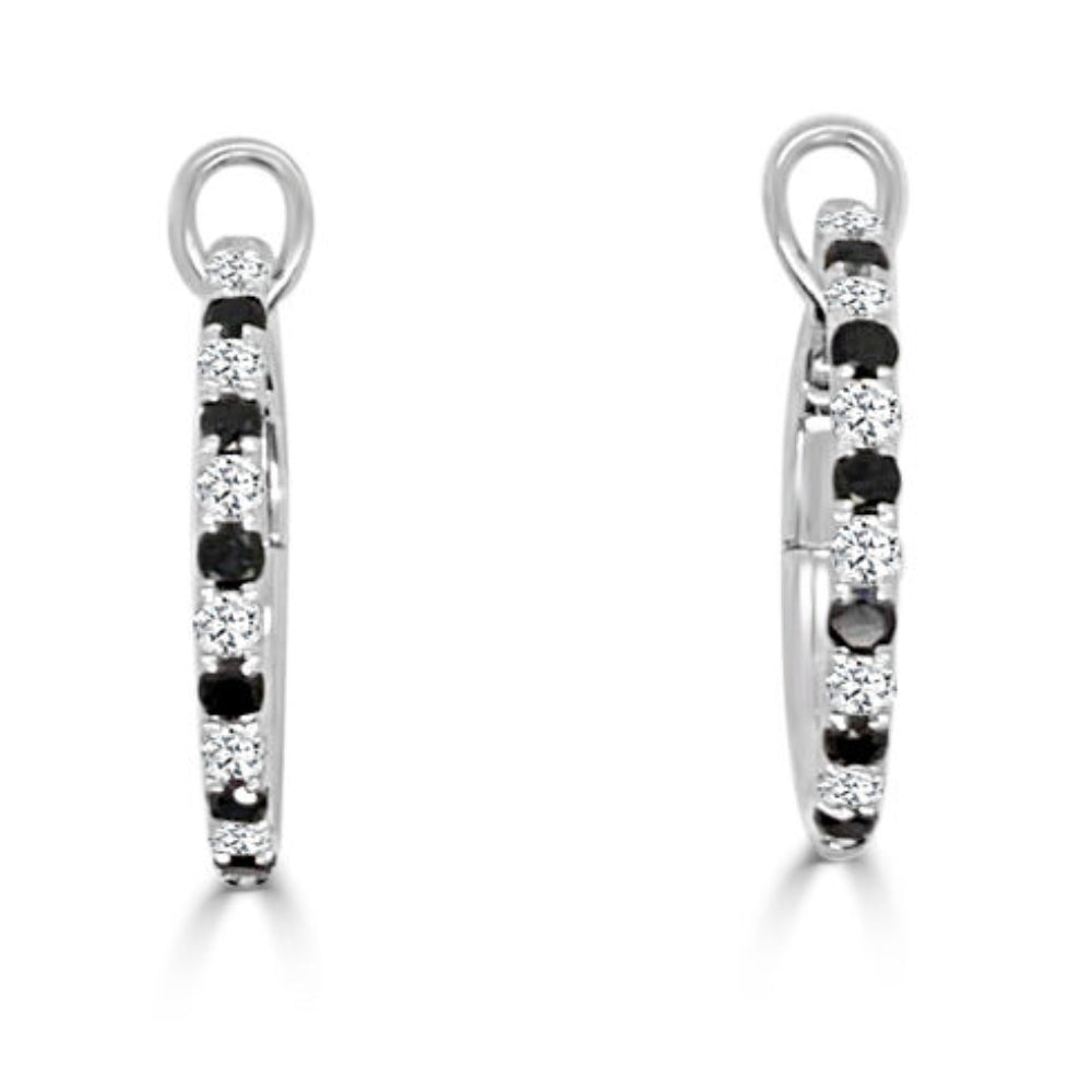 Frederic Sage 14W Black & White Diamond Hoop Earrings