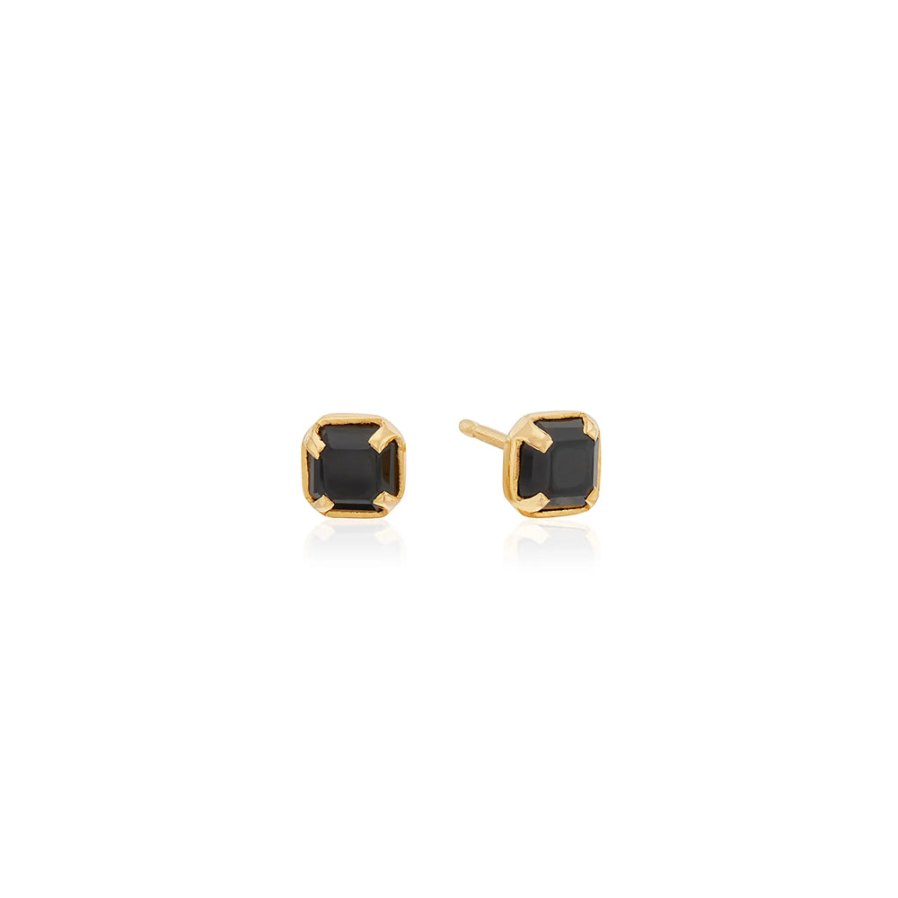 Anna Beck Small Black Onyx Prong Stud Earrings - Gold