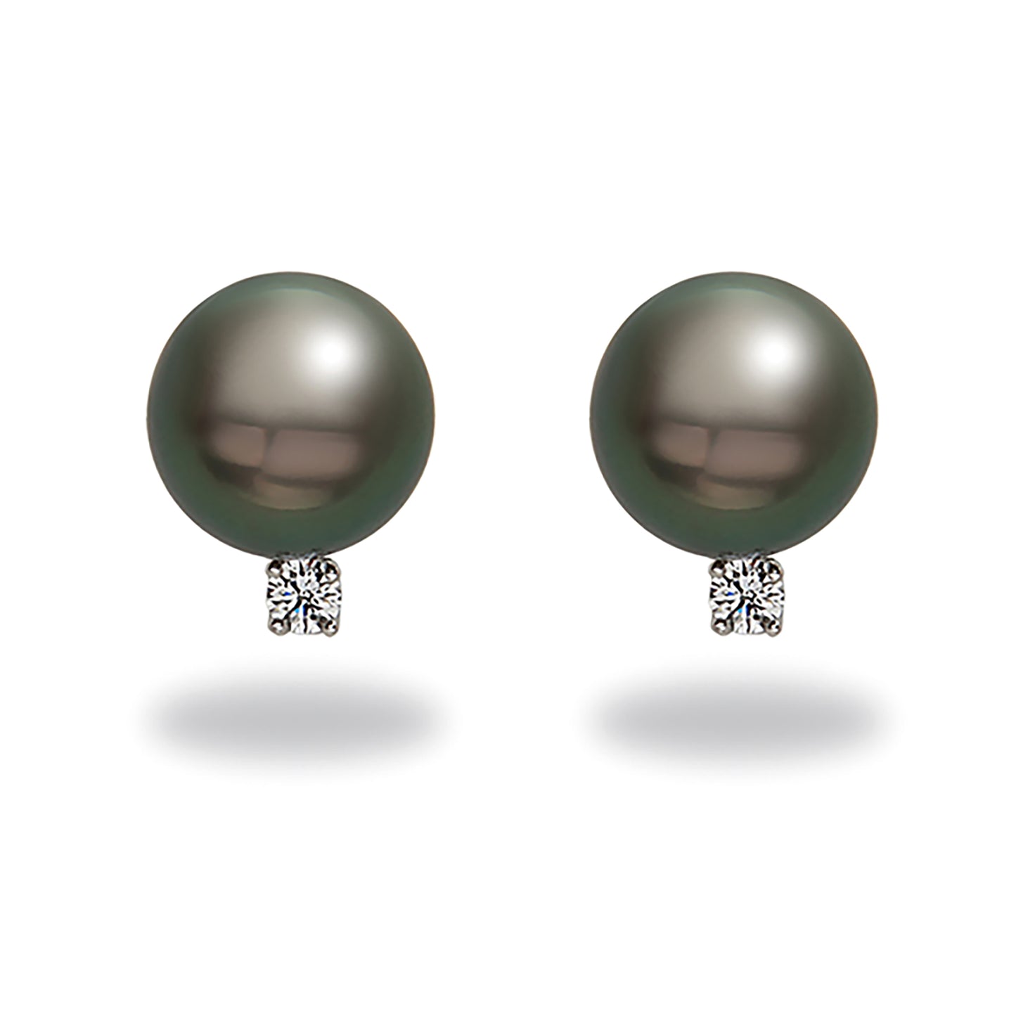 Tara 8-9mm Tahitian Pearl and Diamond Stud Earrings