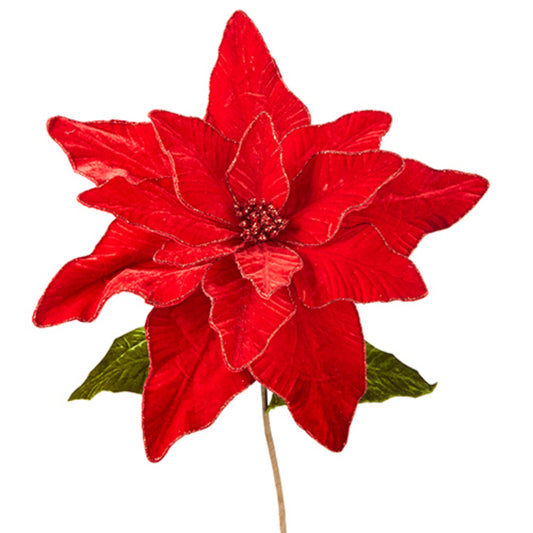Raz Imports Red Velvet Poinsettia Stem
