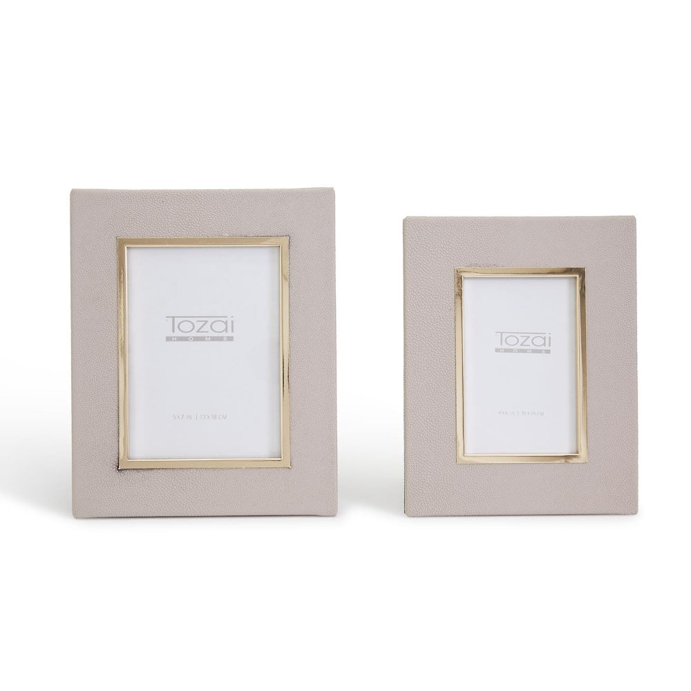 Two's Company Taupe Stingray Photo Frame with Gold Edge