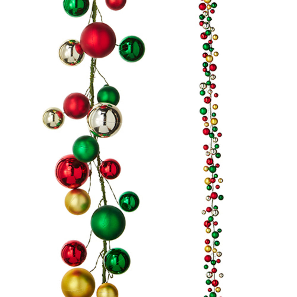 Raz Imports Red/Green/Gold 6' Ball Garland