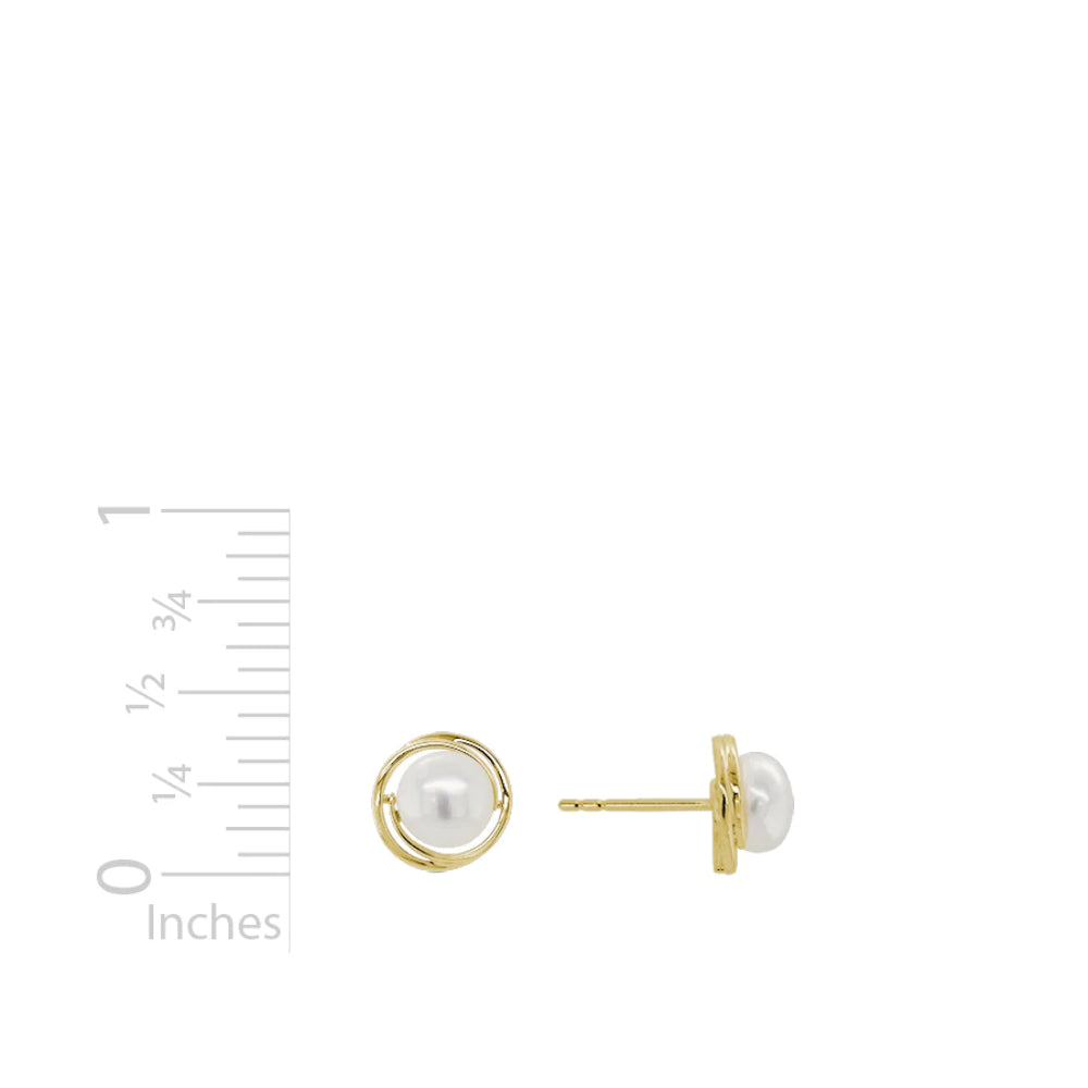 14k Gold Pearl Stud Earrings