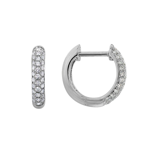 14k Diamond Huggie Hoop Earrings