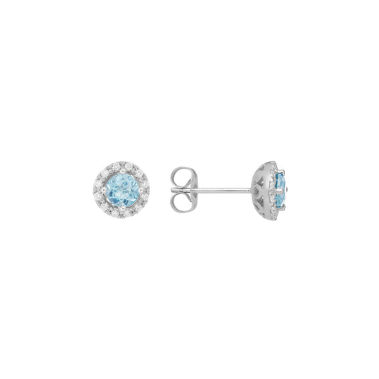 Aquamarine & Diamond Stud Earrings
