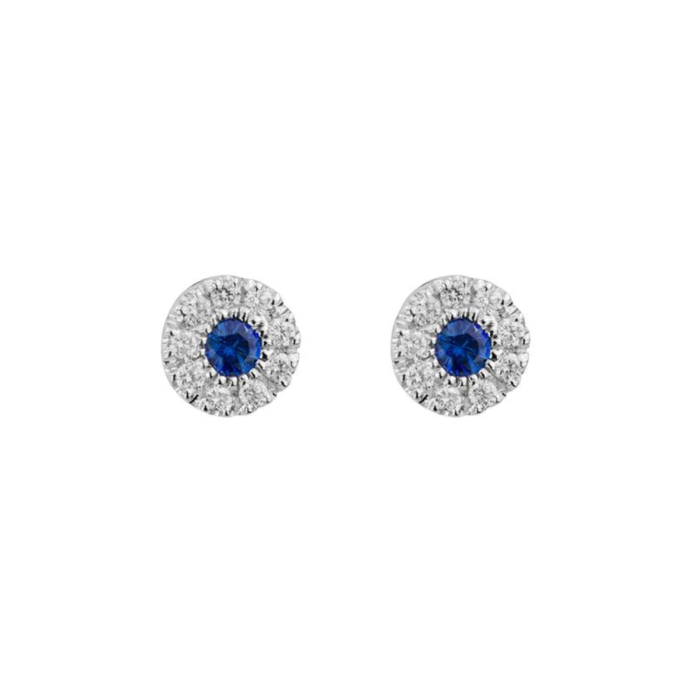 14k Sapphire & Diamond Stud Earrings