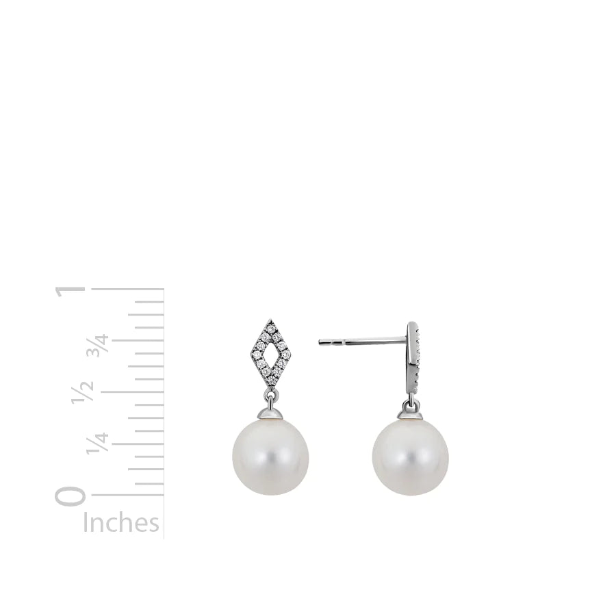 14k White Gold Pearl Drop Earrings