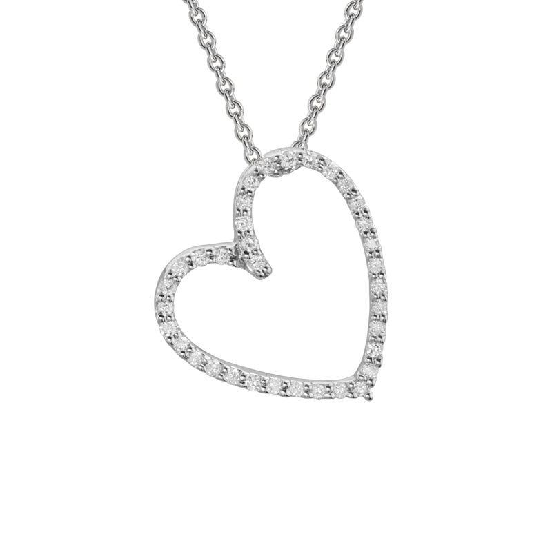 14k Diamond Open Heart Pendant Necklace