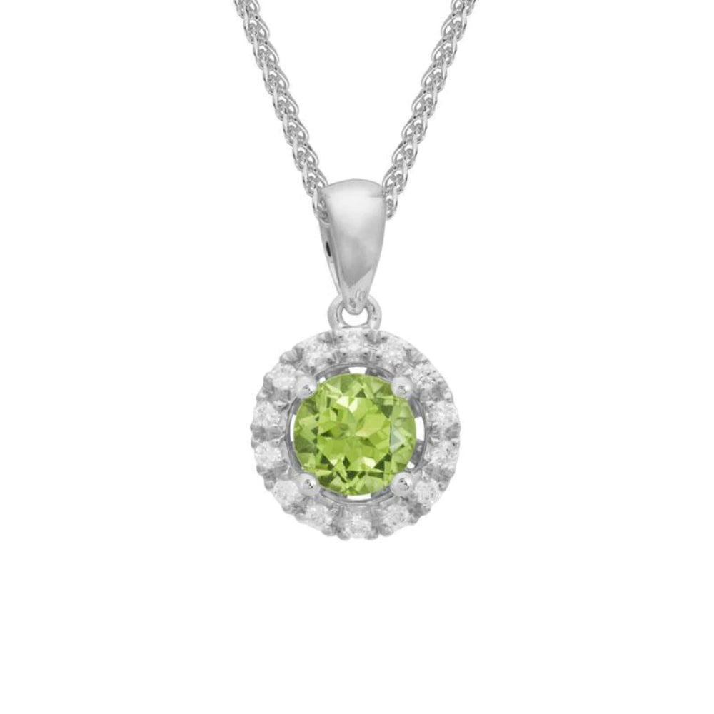 14k Diamond & Peridot Pendant Necklace