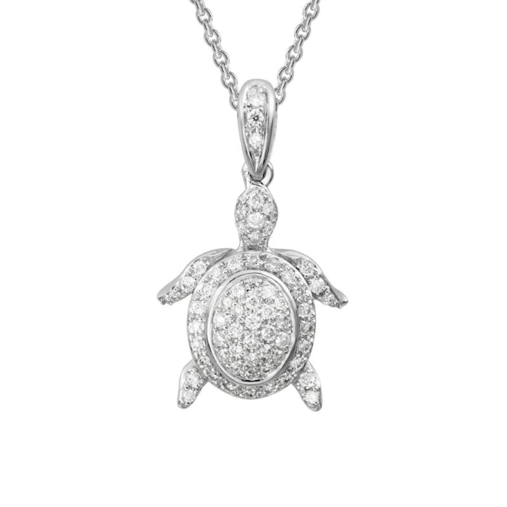 14w Diamond Turtle Pendant Necklace D.19ct